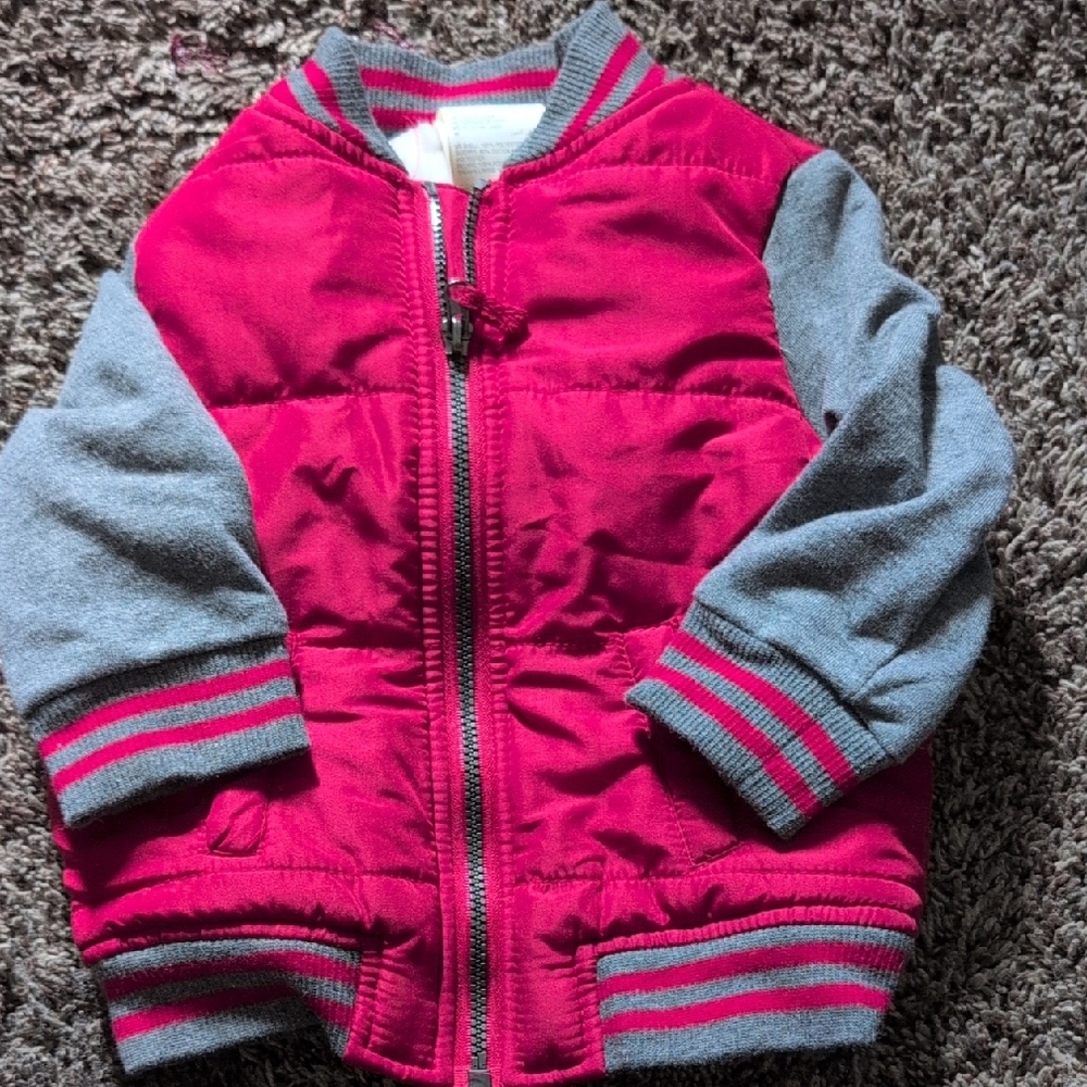 Red and Gray Bomber Jacket 3-6mo